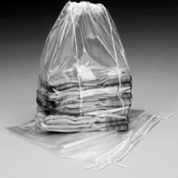 Plastic bags with drawstring. Colorless shoe LDPE bag.